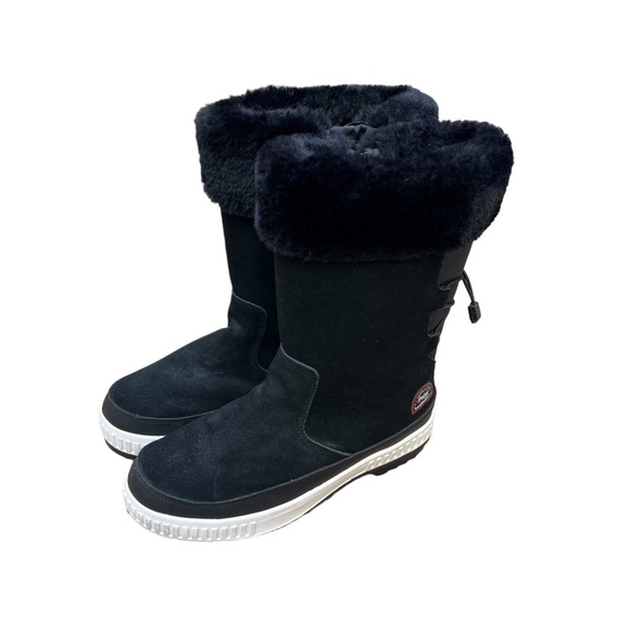 Pajar Canada Barb Waterproof Leather Suede Faux Fur Black Winter Boot Size 10 - Picture 11 of 15